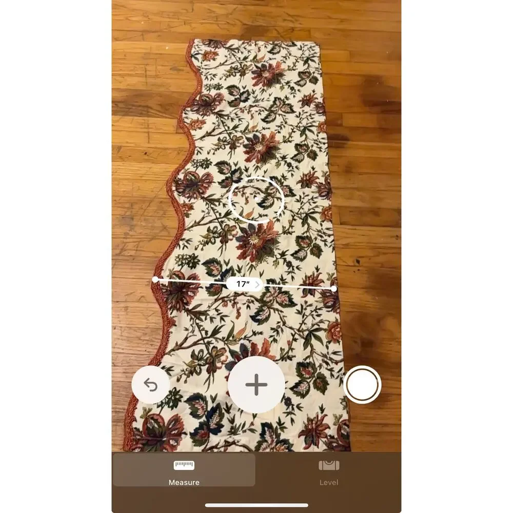 Waverly Jacobean Floral Window Valance Scalloped Red Gimp Trim Cotton 49x17